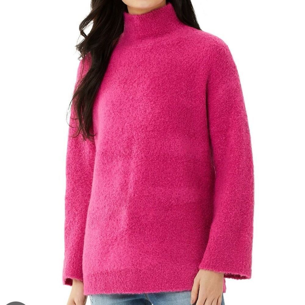 Scoop pink cozy funnel neck tunic sweater size M